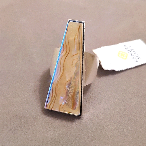 NEW Kendra Scott Collins Cocktail Ring in Silver White Abalone- Size 6 - Picture 2 of 8